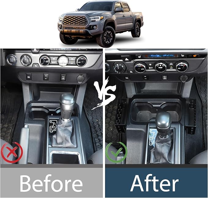 Lcojicep Central Control Storage Box Compatible with Tacoma 2016-2022 Central Control Side Storage Box Gear Shifter Console Organizer Tray，Interior Organizer Accessories