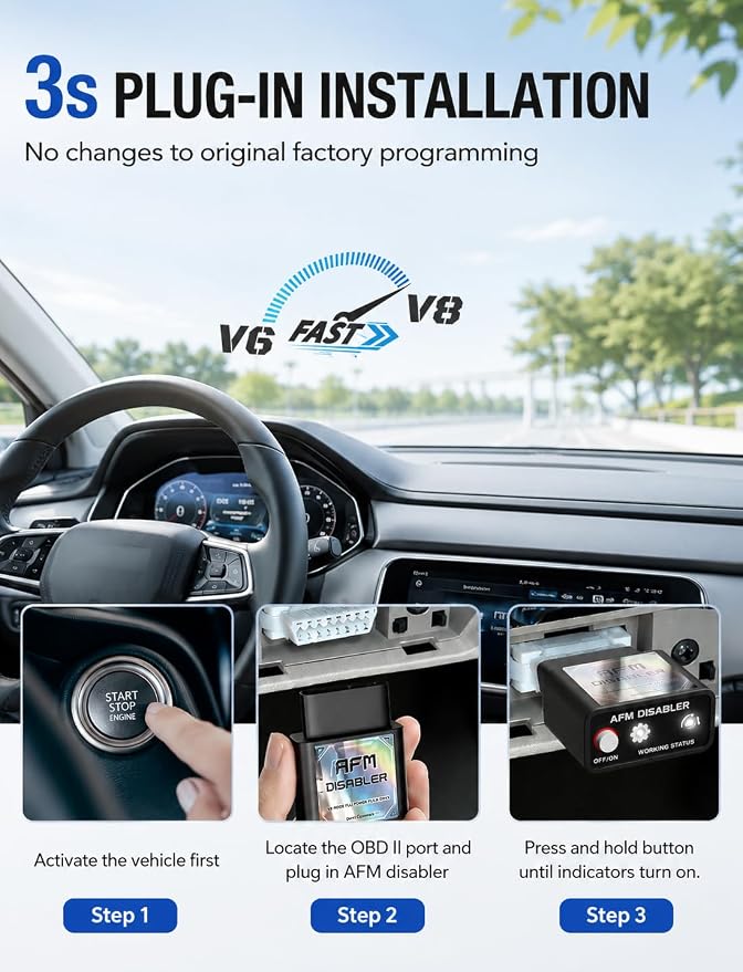AFM/DFM Disabler Gen2 OBD2 Plug-Play for GM Trucks/SUVs | Active Fuel Management Disabler fits Silverado/Sierra/Tahoe/Suburban/Yukon/Escalade V6/V8，Prevents Lifter Failure, Aluminum