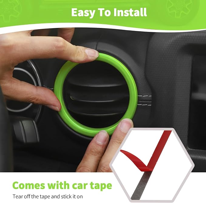 RT-TCZ for Jeep JL Green Interior Trim Cover Kit for Jeep Wrangler JL JLU 2018-2023 AC Vent Trim Rings Green Interior Accessories 20pcs