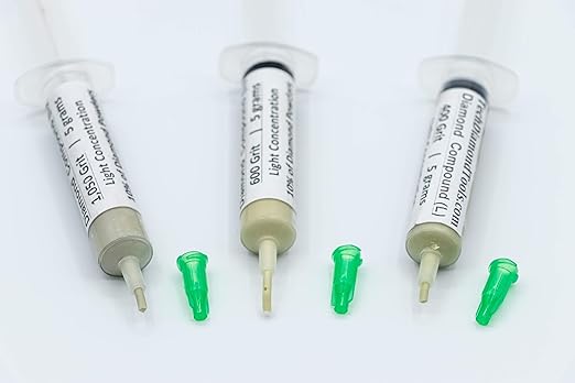 TechDiamondTools Kit of 3 Diamond Lapping Paste Polishing Compound USA Made 400 600 1050 Grit Lapping Compound for Rock Glass Metal Jewelry Resin Marble with 10% of Diamond Powder