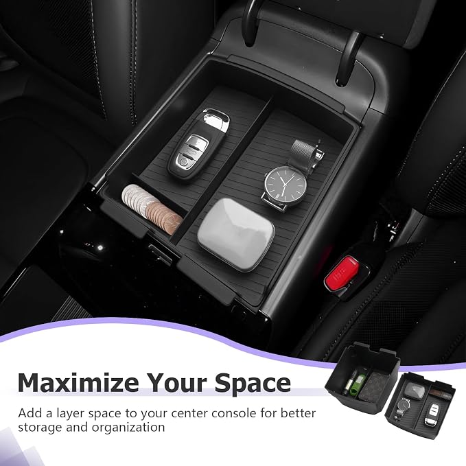 LUWU 2026 Tucson Accessories Center Console Organizer for 2025-2026 Hyundai Tucson Armrest Box Organizer 2PCS Only Fit for Tucson Hybrid/Limited - NOT for 2022-2026 Tucson with Automatic Transmission