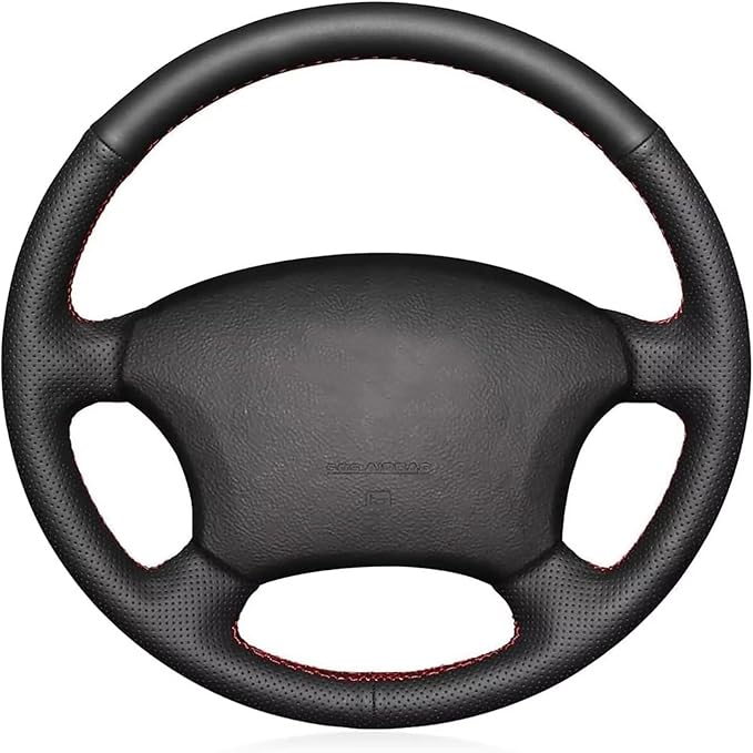 Loncky Custom Fit Dark Brown Genuine Leather Steering Wheel Cover for Toyota Land Cruiser 1995 1996 1997 1998 1999 2000 2001 2002 Accessories Car Interior Hand Stitched OEM Parts