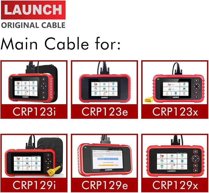 LAUNCH Original Main Cable Fit for X431 CRP123i, CRP123e, CRP123x, CRP129i, CRP129e, CRP129x OBD2 Replacement Cable - Black