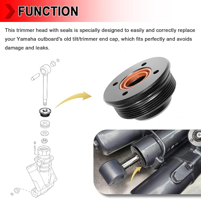 Trim Tilt Cap with Seals 61A-43811-00-00 Fit for Yamaha 200-225-250-300 HP V6 3.3L End Cap Tilt Cylinder, Pack of 1