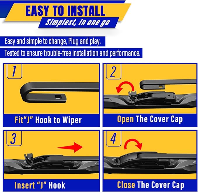 3 wipers Replacement for 2003-2008 Honda Pilot, Windshield Wiper Blades Original Equipment Replacement - 24"/21"/14" (Set of 3) U/J HOOK