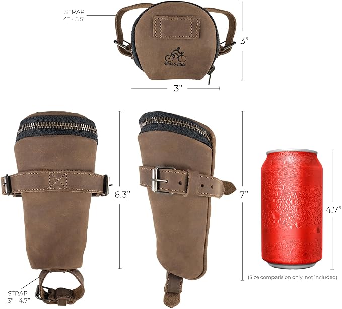 Hide & Ride, Bicycle Under Seat Pouch, Multi-functional Organizer for Commuters, Accessory Bag, Biker Essentials, Full Grain Leather, Handmade, Bourbon Brown