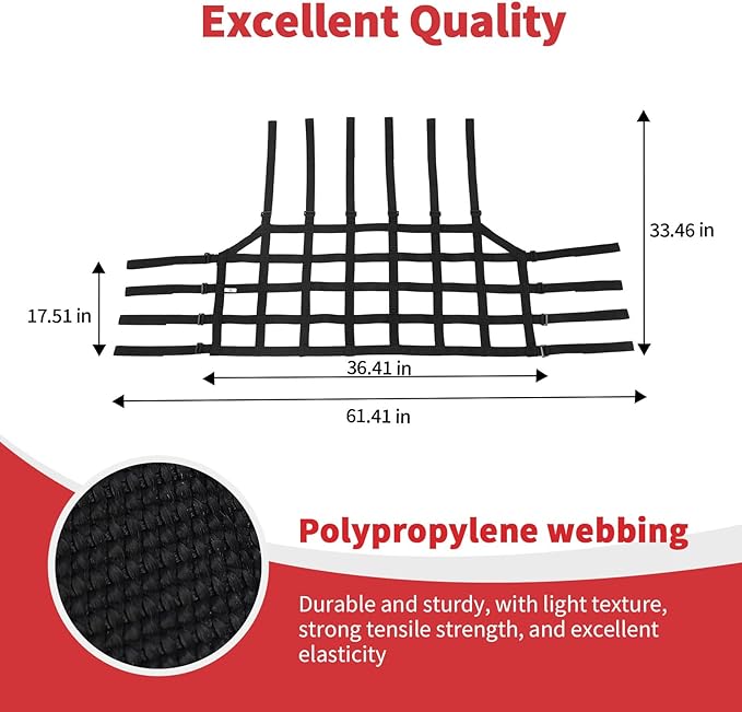 Linskip Heavy Duty Cargo Net Compatible with 2018-2025 Jeep Wrangler JL JLU 4XE 4Door, Trunk Divider Net for Jeep JL Exterior Accessories(Black)