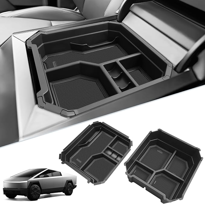 SKTU 2-Pack for 2024 2025 2026 Tesla Cybertruck Center Console Organizer 2024 2025 2026 Cybertruck Console Tray Cybertruck Armrest Tray Tesla Cybertruck 2024 2025 2026 Accessories with Coin Holder