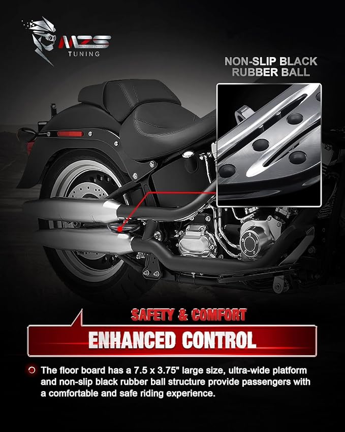 MZS Motorcycle Passenger Floorboards, Touring Rear Foot Pegs Footboards Footrest Bracket Black CNC Compatible with Road Glide Electra Tri Street Glide Road King Ultra CVO FLD 1993-2025
