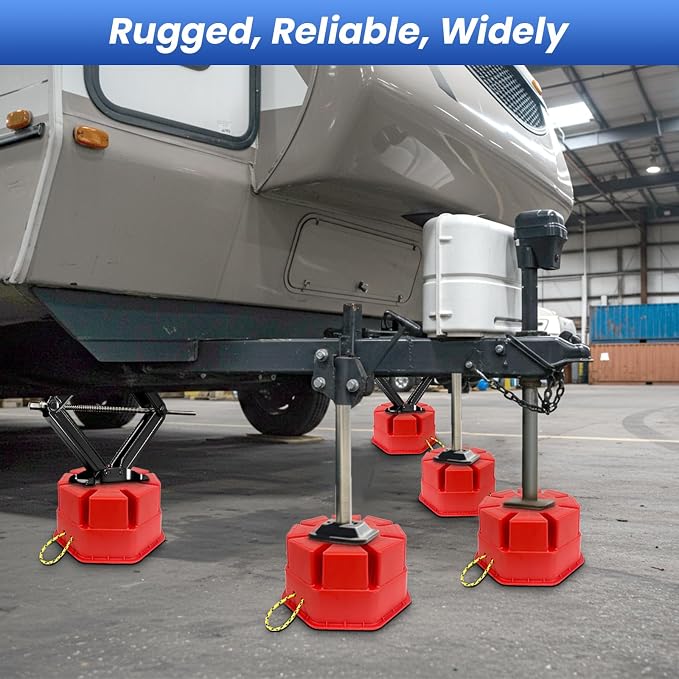 ROBLOCK 6"H Trailer Jack Block with Handle, Heavy Duty RV Stabilizer Blocks for Any Tongue Jack, Post, Foot, 5th Wheels, Round, Square or Scissor Stabilizer, RV Essentials for Travel Trailers, 1 Pack
