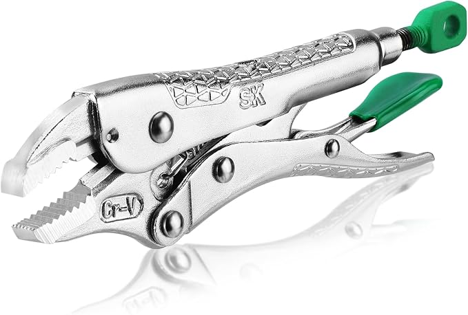 SK 5" Curved Jaw Locking Pliers, Premium CR-V Construction, Ergonomic Anti-slip Handle, Ideal for Welding or Assembly