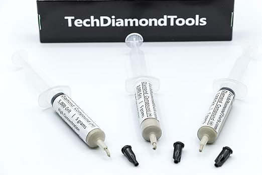 TechDiamondTools Kit of 3 Diamond Polishing Compound Polishing Paste USA Made 1500 3000 5000 Grit for Marble Glass Metal Rock Jewelry Resin Silver Gemstone with High Concentration of Diamond Powder