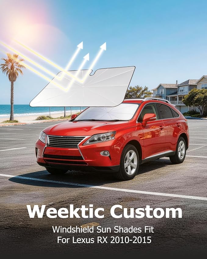 Weektic Custom Windshield Sun Shade Umbrella for Lexus RX350/450 2010-2015, [Double Thickened Ice Crystal Coating] Sun & Heat Protection, Keep Vehicle Cool & Protect Interior