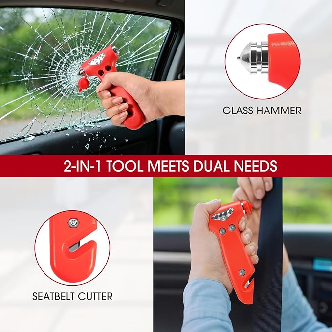 Roadside car Emergency kit, 12PCS Emergency Car Kits for Vehicles with Jumper Cables, Portable Air Compressor, Tow Strap, Survival kit, Emergency Supplies for Women,Man, New Driver Gifts