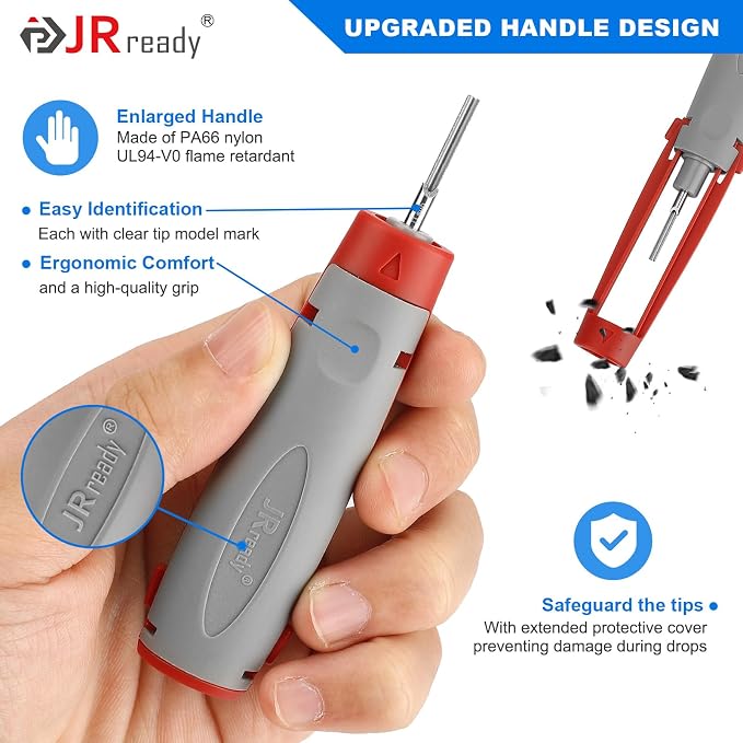 JRready 20PCS Pin Removal Tool Kit, Pin Electrical Terminal Release Tool Set for Deutsch, AMP, TE, Molex, Harting, D SUB Connectors-JRconDRK00A20-02