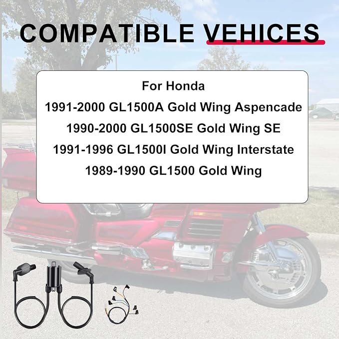 Ignition Coil + Cap + Sub-Wire for Honda Gl1500 Gold Wing 1500 Valkyrie 1500 1989-2000