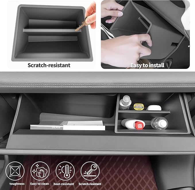 Glove Box Organizer for Toyota Sienna 2021-2026 Glove Box Organizer Silicone Passenger Side Storage Box Increase Storage Space for Sienna Accessories Center Console