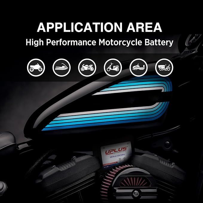UPLUS Motorcycle Battery EB16-4 replace for YTX16-BS 12V14AH 215CCA Maintenance Free & High Performance AGM Replacement for UTV Snowmobile ATV