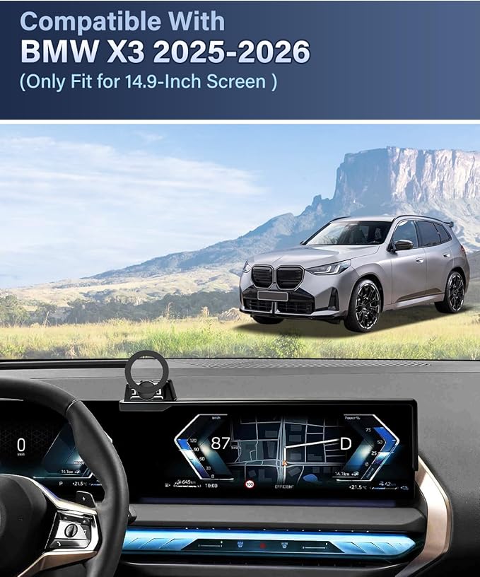 PZK Car Phone Holder for BMW X3 2025 2026 Accessories 14.9-Inch Screen Fixed Clip, BMW Car Phone Mount Compatible with Magsafe 360° Rotation Not Affect Vent Automobile Phone Cradles (Not Fit BMW X4)