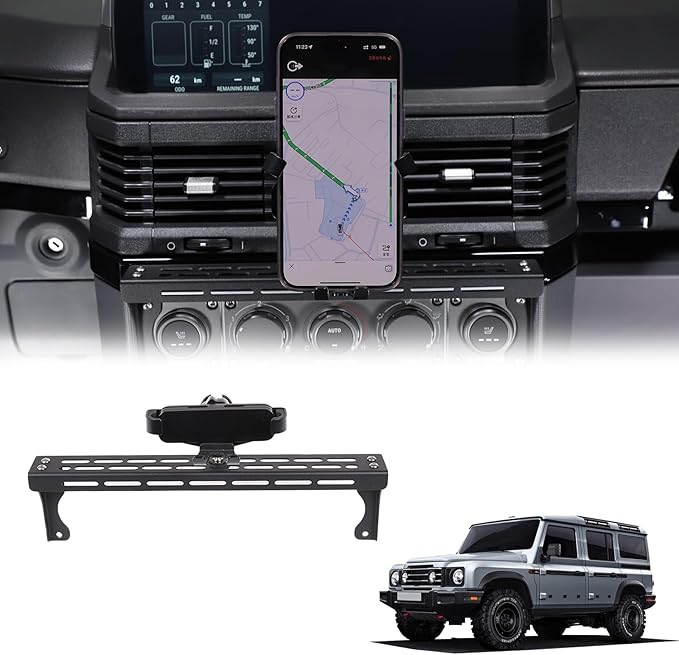 Compatible with INEOS Grenadier 2020-2024 Car Phone Mount and Walkie Talkie Mount Stand Set, Centre Console Multifunctional Track Mobile Phone Holder Expansion Platform (Style B)
