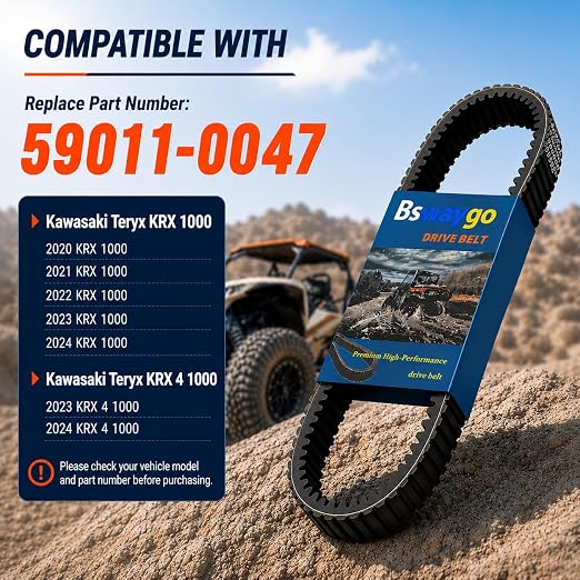 Heavy-Duty CVT Drive Belt Compatible with Kawasaki Teryx KRX 1000 2020-2025/ KRX4 1000 2023-2024 Replace 59011-0047,590110047