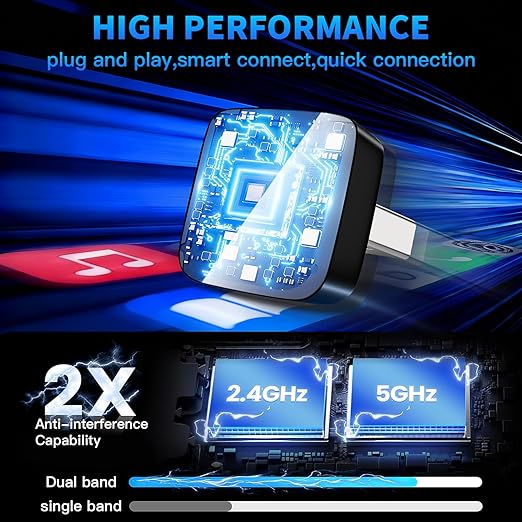 2 in 1 Wireless CarPlay and Android Auto Adapter for iPhone, Plug&Play Mini USB/USB C Car Play Adapter Fast and Stable Connection,No Delay Convert Wired to Wireless CarPlay for iPhone 8+/Android 11.0+