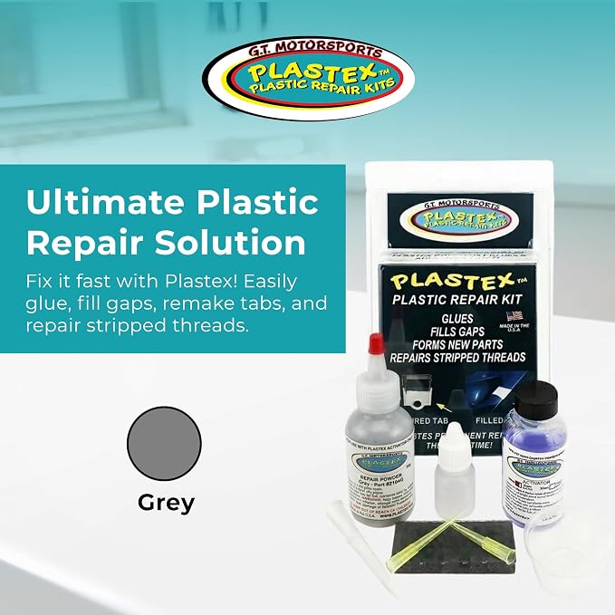 Plastex Plastic Repair Kits - Easily Glue, Repair or Remake Broken Plastic, Fiberglass, Wood & More! (Standard Gray Kit)