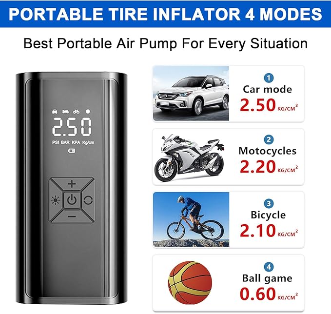 4PCS Lifting Jack Pads with Tire Repair Kit & Digital Tire Inflator Pump Air Compressor - Rubber Floor Jack Pucks Adapter Compatible with Ford Mustang Mach-E, Heavy Duty Car Tire Puncture Repair Tool