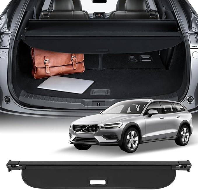 SCITOO Cargo Cover Shade 2018-2024 for Volvo V60 Accessories Retractable Trunk Shielding Shade Cargo Anti-Peeping Luggage Tonneau Cover Privacy Screen
