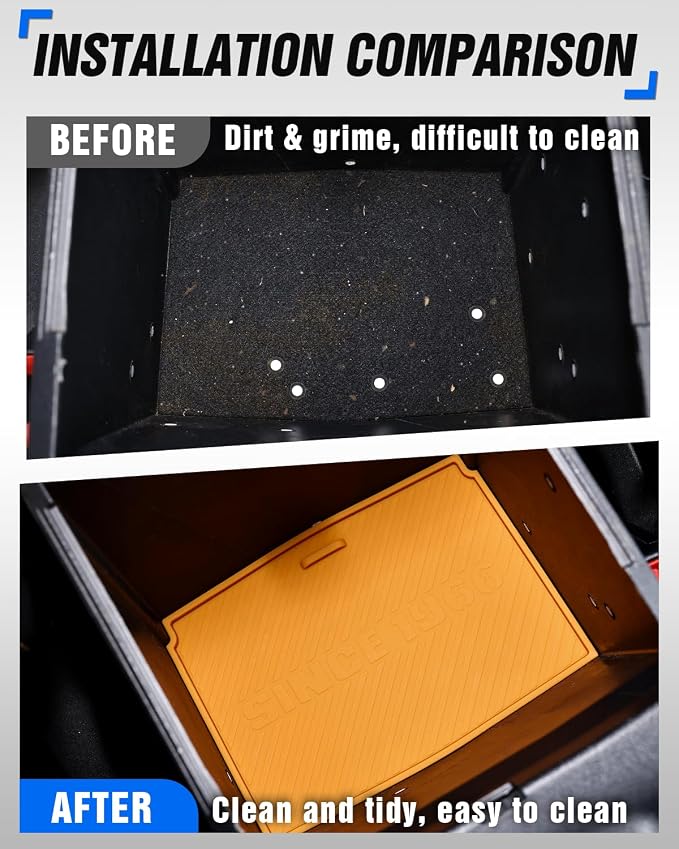 ROADER Bronco Armrest Box Bottom Anti-Slip Mat Fit for 2021-2024 Ford Bronco 2/4 Door Interior Accessories, Arm Rest Box Silicone Protective Pad, Waterproof Safe Environmentally Friendly-Orange
