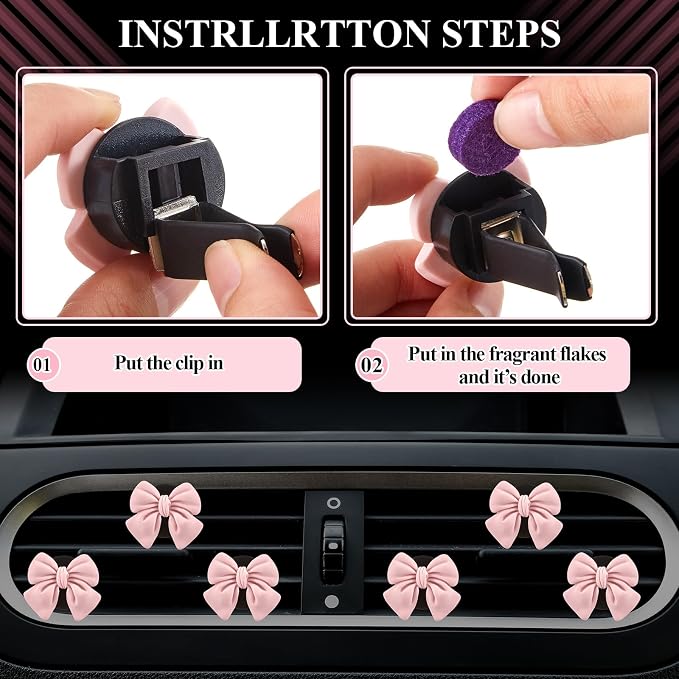 38 Pcs Pink Car Accessories Set for Women Bow Car Accessories Pink Seat Belt Cover Bow Hook Coaster Bling License Plate Decoration