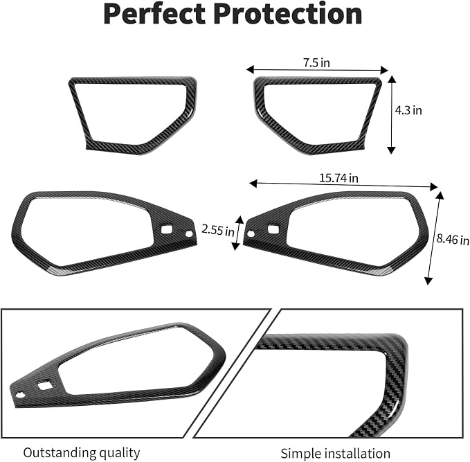 JWWY for Jeep JL Speaker Audio Trim Top & A Pillar Cover Trim for 2024-2025 Jeep Wrangler JL JLU & Gladiator JT Interior Accessories ABS 4PCS Carbon Fiber