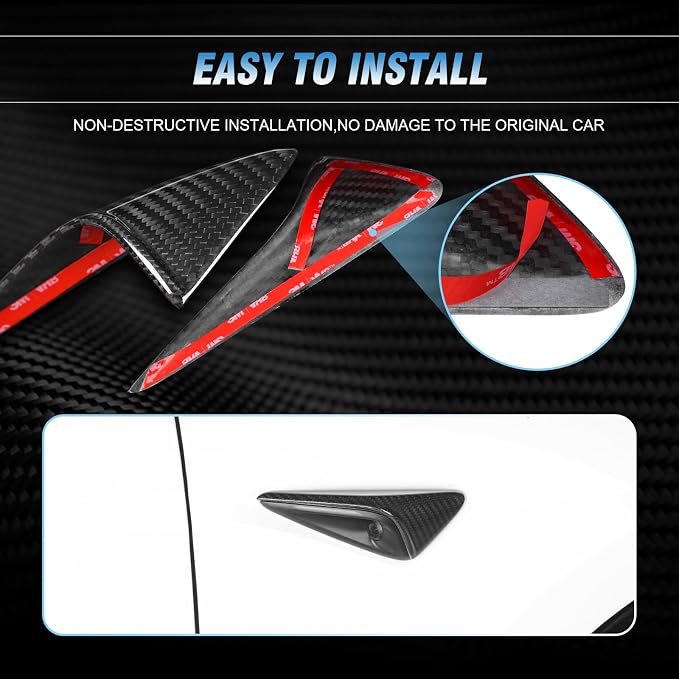 Side Camera Protectionl Cover HW4.0 Compatible with 2025-2026 Model 3/Y(Standard, Premium & Performance) Real Carbon Fiber Side Camera Turn Signal Cover 2PCS(Gloss Carbon Fiber)