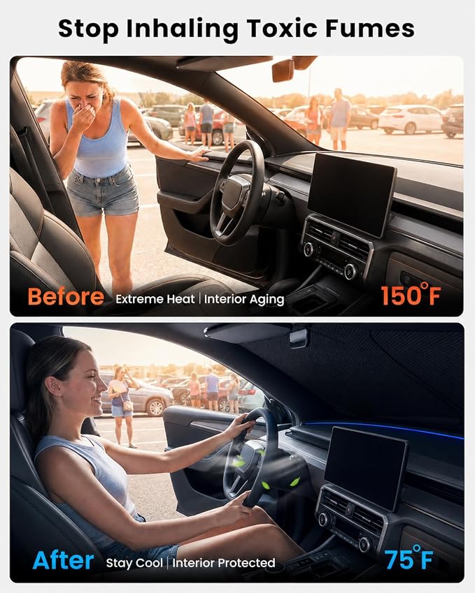 REEVAA 2026 3rd Pro Windshield Sunshade for 2010-2026 Toyota 4Runner | Dual-Layer Heat & Sun Defense, OEM Design | Foldable Sun Shade Car Accessories with Storage Bag