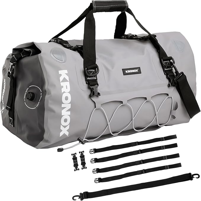 Kronox Waterproof Duffel Bag for Men & Women - Large Motorcycle Duffle Bag - Heavy Duty & Reflective - Large Dry Bag for Boating, ideal for Boat Gear