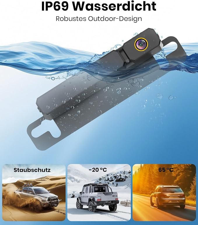 Foxpark Wireless Solar Reversing Camera: Two-Minute Quick Installation & HD 1080P with 5 Inch Monitor, Powerful Night Vision, IP69K Car Waterproof Reversing Camera Radio Set for Motorhome, Truck