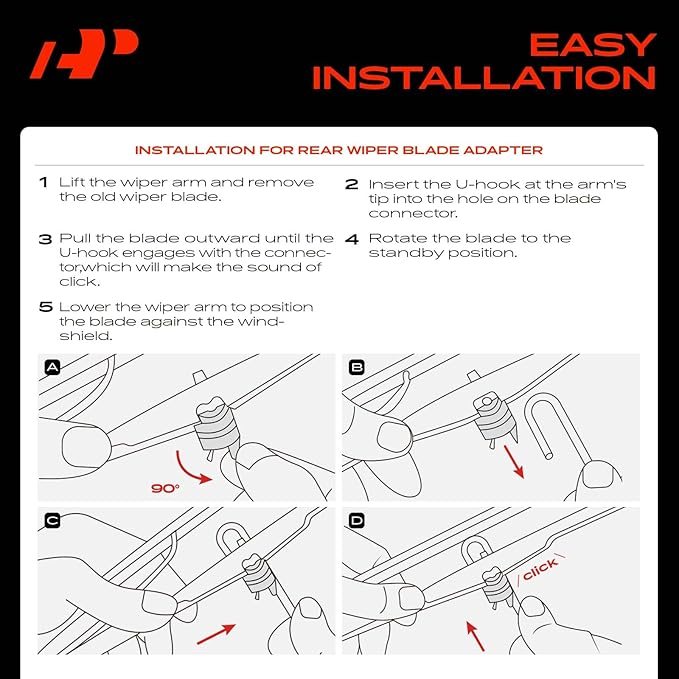 A-Premium 22"+20"+11" Windshield Wiper Blades Compatible with Jeep Compass 2007-2016 & BMW 325i 2001-2005 - Front Rear Wipers Blade Set for Hook/Hook Arm, with Wear Indicator & Towel (Pack of 3)