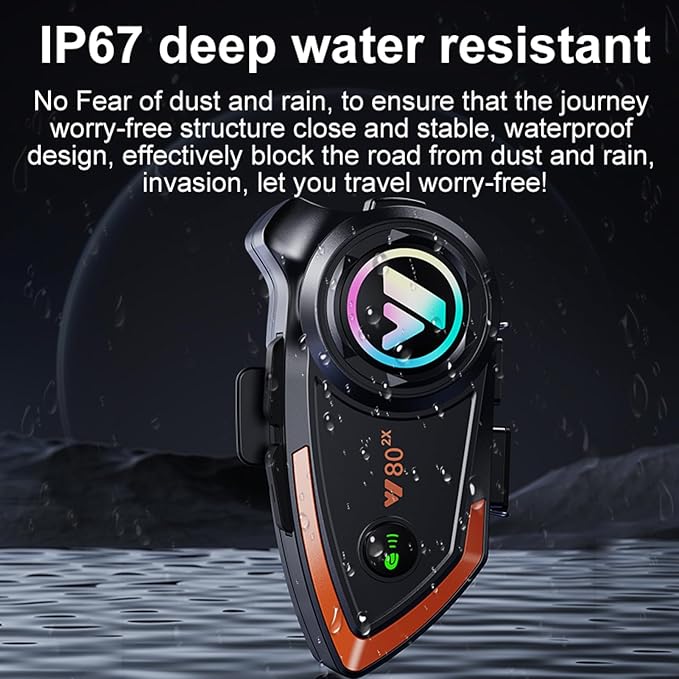Motorcycle Helmet Bluetooth Headset 500meters 2 Riders Bluetooth Helmet Intercom Headset with CVC Noise Sound Quality Speakers Communication Systems Motorcycle Riding/Snowmobile/Cycling/Sports