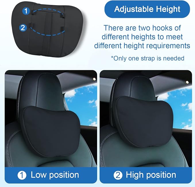 1 Pack Car Headrest Neck Pillow for Tesla Model 3 Model Y Model S Model X Accessories,Car Seat Pillow Head Neck Rest Cushion(Black)