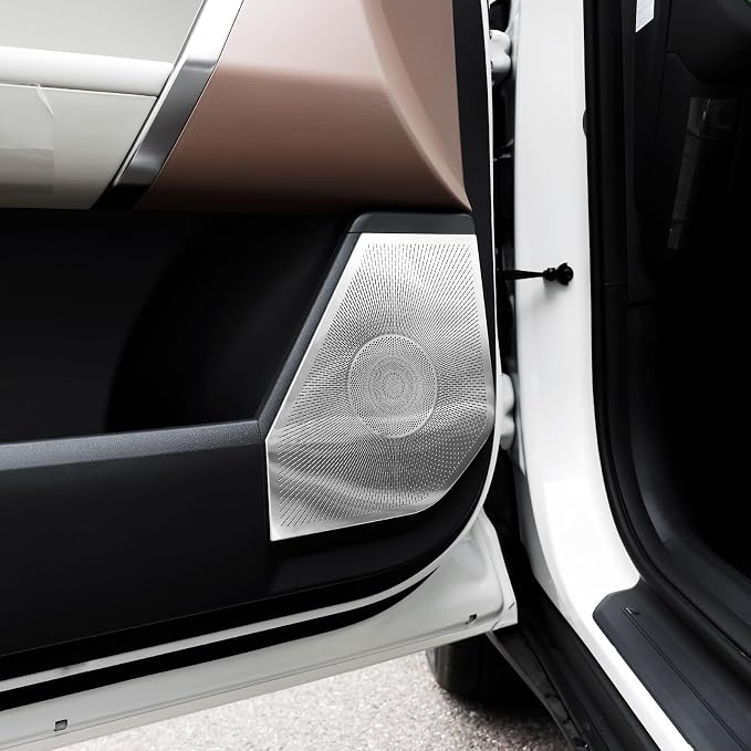 Stainless Steel Car Door Speaker Cover Car Interior Chrome Car Door Speaker Decor Cover Set Compatible with Kia SELTOS 2027 Accessories(Silver)