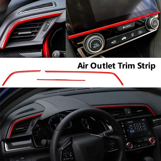 23 Pcs Carbon Fiber Console Center Dashboard Cover, Gear Shift Panel Cover, Steering Wheel Cover, Door Side Panel Cover Compatible with Honda Civic 10th Gen 2016-2021