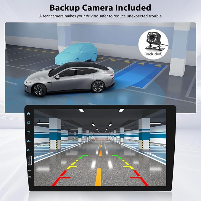 Inefala 9" Wireless Carplay Car Stereo Single Din Touchscreen Radio Android Auto, Mirror Link, Bluetooth, FM, EQ, SWC, Car Audio Receiver Support USB Phone Charging DVR, with Backup Camera Mic