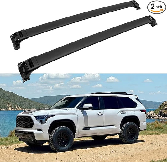 2PCS Roof Rack Cross Bars Fit for Toyota Sequoia 2023 2024 2025 2026 Roof Luggage Carrier Crossbars Aluminum (Black)