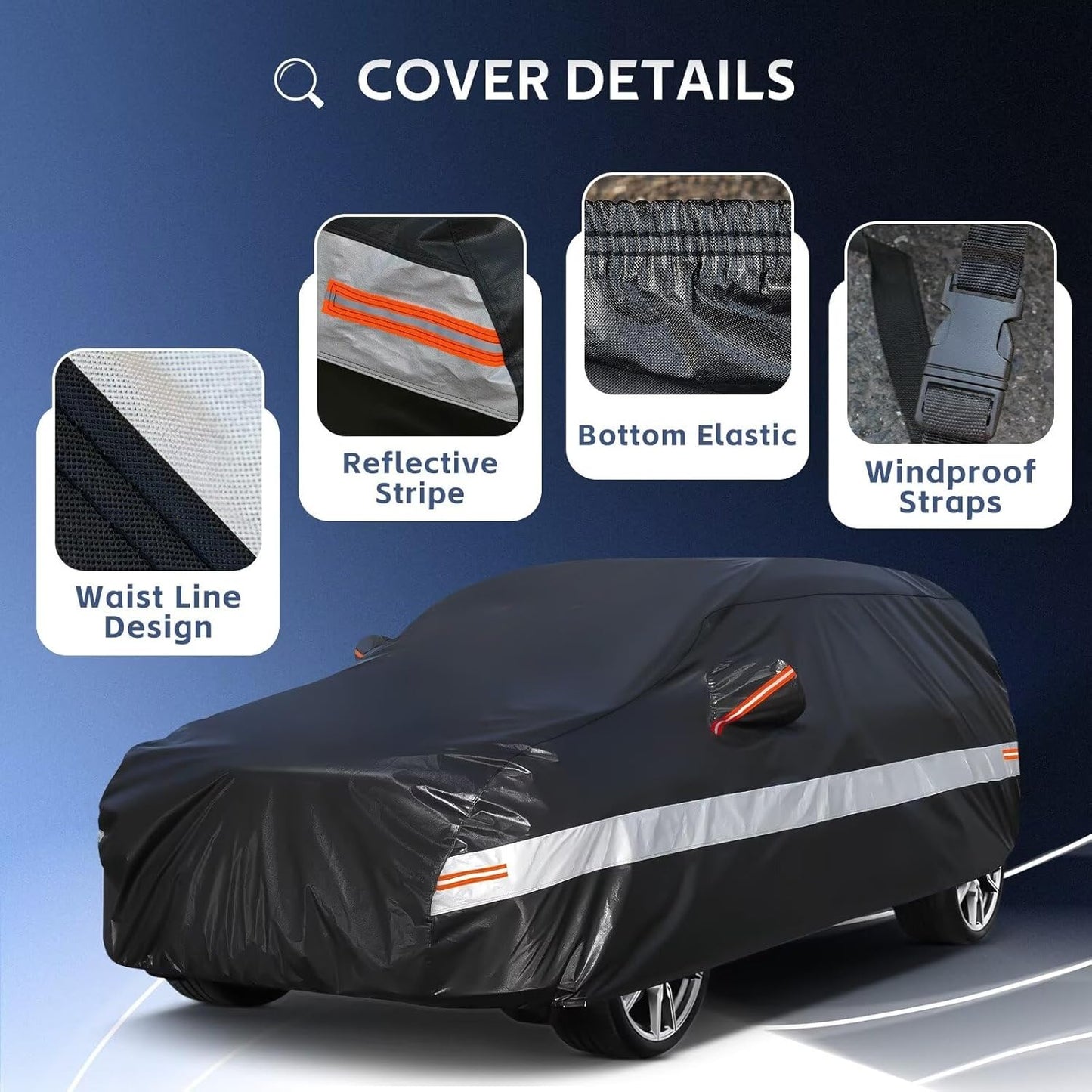 10 Layers SUV Car Cover Custom Fit for Infiniti QX50 QX55 (2021-2025), Waterproof All Weather for Automobiles, Outdoor Full Cover Sun Dust Rain Protection with Cotton. Black