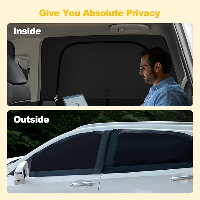 XCBYT F150 Window Sunshades for 2020-2024, Dual Layer Car Window Covers with Breathable Mesh & Blackout Cloth, 99% UV Protection Privacy Curtains for Car Camping, Sleeping & Rest (4 PCS)