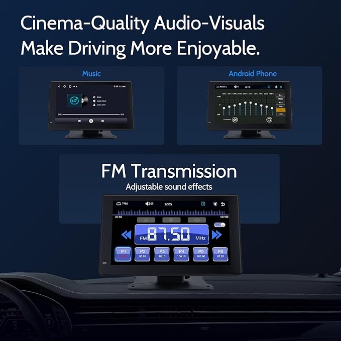 Haudio Portable Car Stereo,HD Touchscreen for All Vehicles,with Apple CarPlay & Android Auto with Backup Camera/Mirror Link/Voice Control/Bluetooth/GPS/AUX/FM Satellite Radio (7 inch)