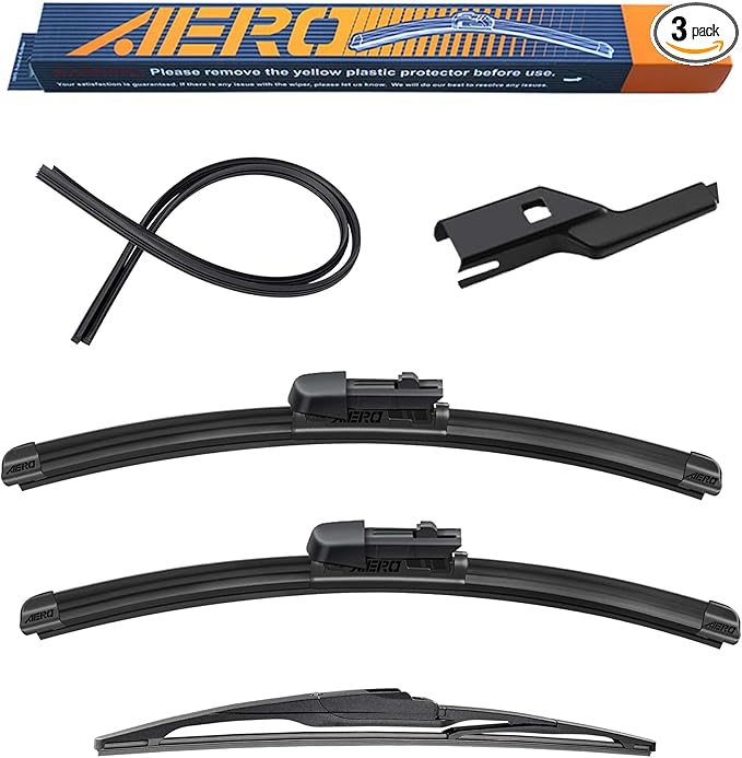 AERO Wipers Replacement for Mazda CX-5 CX5 CX-9 CX9 2025-2016, 24"+18" Front + 14" Rear, Premium All-Season Windshield Wiper Blades with Extra Squeegee Refills + 1-Year Warranty (Set of 3)