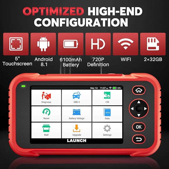 LAUNCH OBD2 Scanner CRP123I V2.0, 2026 Lifetime Update Scan Tool,Muilti System with 7 Resets Oil/SAS Calibration/Brake/BMS/D.P.F/ABS Bleeding/Throttle Reset, Auto Vin, Battery Test,FCA SGW