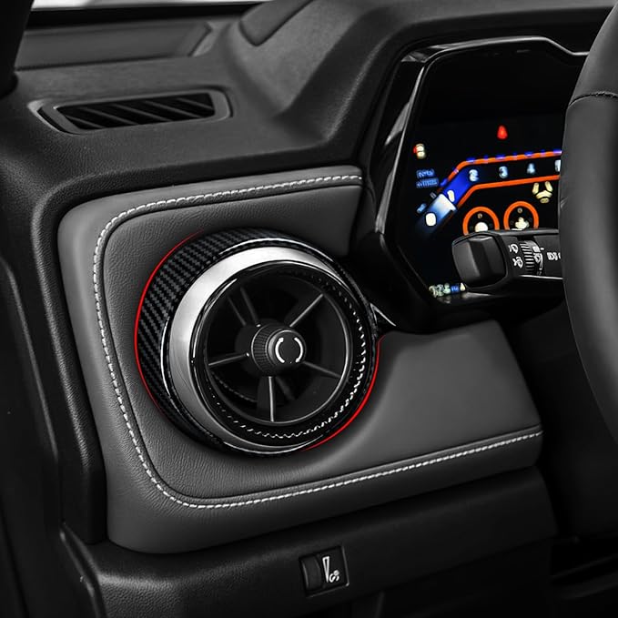 Car ABS Carbon Fiber Dashboard Side Air Outlet AC Vent Sticker Cover Interior Trim Decal for Chevrolet Colorado 2023 2024 2025 2026 Accessories (Outer Ring)