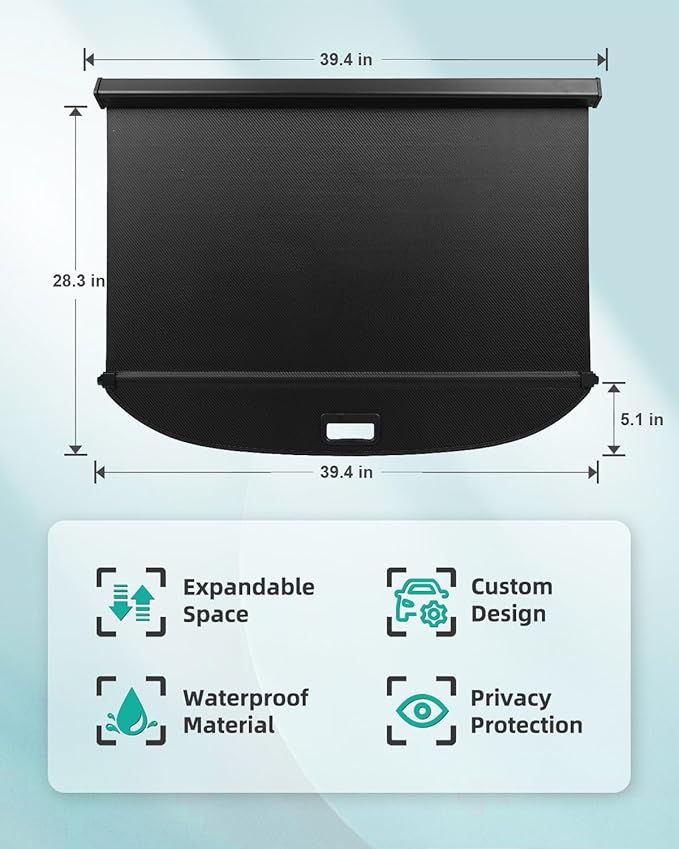 SCITOO Cargo Cover 2018-2024 Fit for Nissan Kicks Accessories Upgraded Retractable Rear Trunk Luggage Cover with Carbon Fiber Texture, Protect Privac, Organizer Security Shielding
